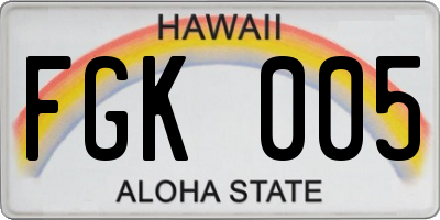 HI license plate FGK005