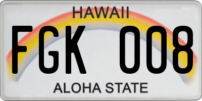 HI license plate FGK008