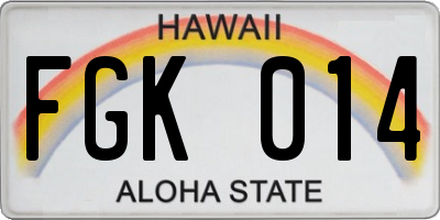 HI license plate FGK014