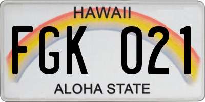 HI license plate FGK021