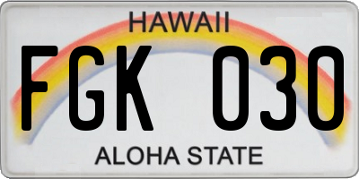 HI license plate FGK030