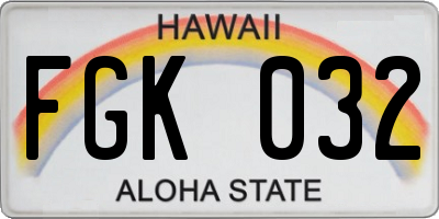 HI license plate FGK032
