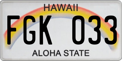 HI license plate FGK033