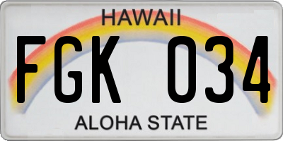 HI license plate FGK034