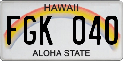 HI license plate FGK040