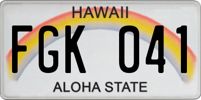HI license plate FGK041