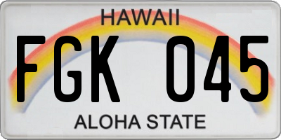 HI license plate FGK045