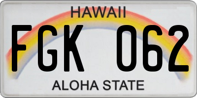 HI license plate FGK062