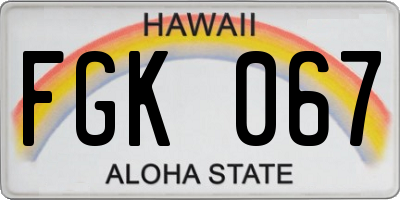 HI license plate FGK067