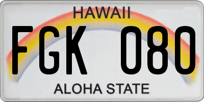 HI license plate FGK080