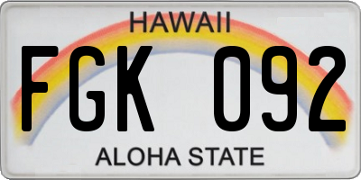 HI license plate FGK092