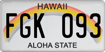 HI license plate FGK093
