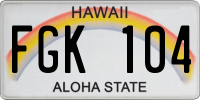 HI license plate FGK104