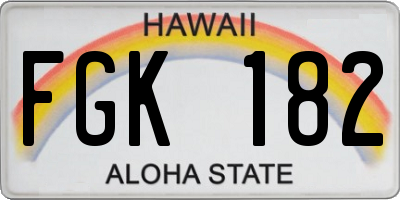 HI license plate FGK182