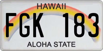 HI license plate FGK183