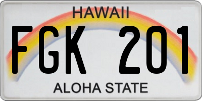 HI license plate FGK201