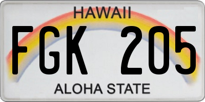 HI license plate FGK205