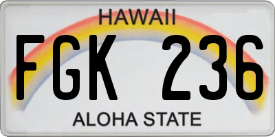 HI license plate FGK236