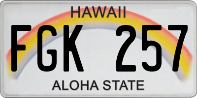 HI license plate FGK257