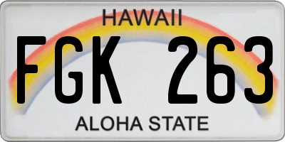 HI license plate FGK263