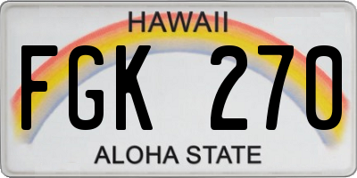 HI license plate FGK270