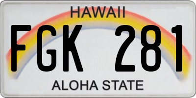 HI license plate FGK281