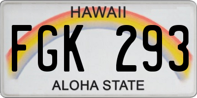HI license plate FGK293