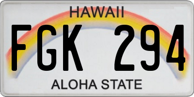 HI license plate FGK294