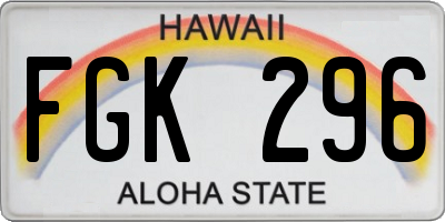 HI license plate FGK296