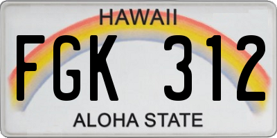 HI license plate FGK312