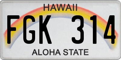 HI license plate FGK314
