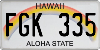 HI license plate FGK335