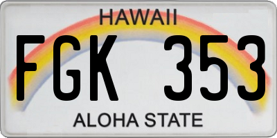HI license plate FGK353