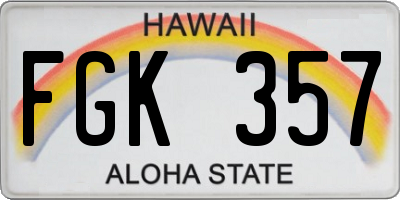 HI license plate FGK357