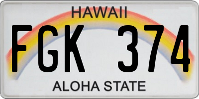 HI license plate FGK374