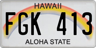 HI license plate FGK413