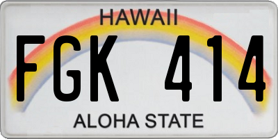 HI license plate FGK414