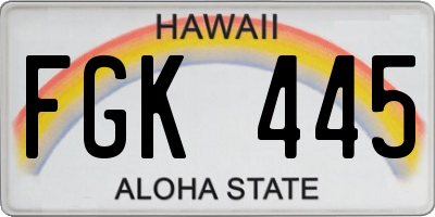 HI license plate FGK445