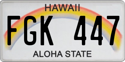 HI license plate FGK447