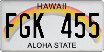 HI license plate FGK455