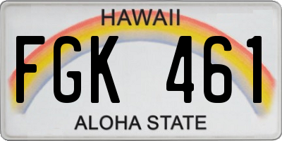HI license plate FGK461
