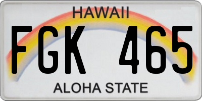 HI license plate FGK465