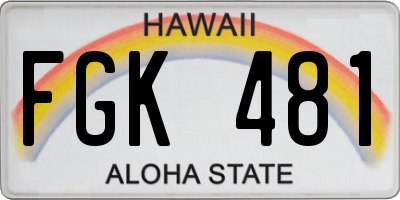 HI license plate FGK481