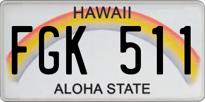 HI license plate FGK511