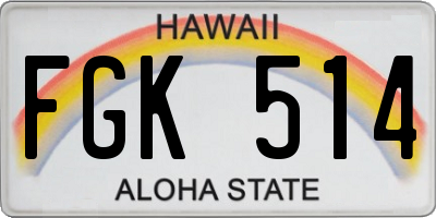 HI license plate FGK514