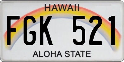 HI license plate FGK521
