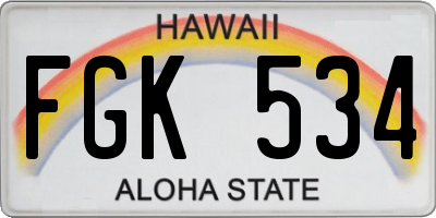 HI license plate FGK534
