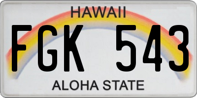 HI license plate FGK543