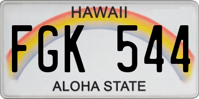 HI license plate FGK544