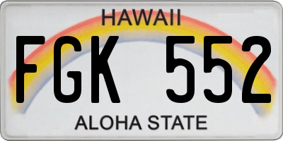 HI license plate FGK552